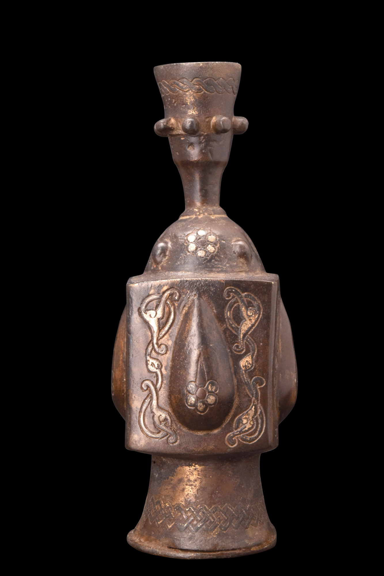 ABBASID BRONZE DECORATED BOTTLE