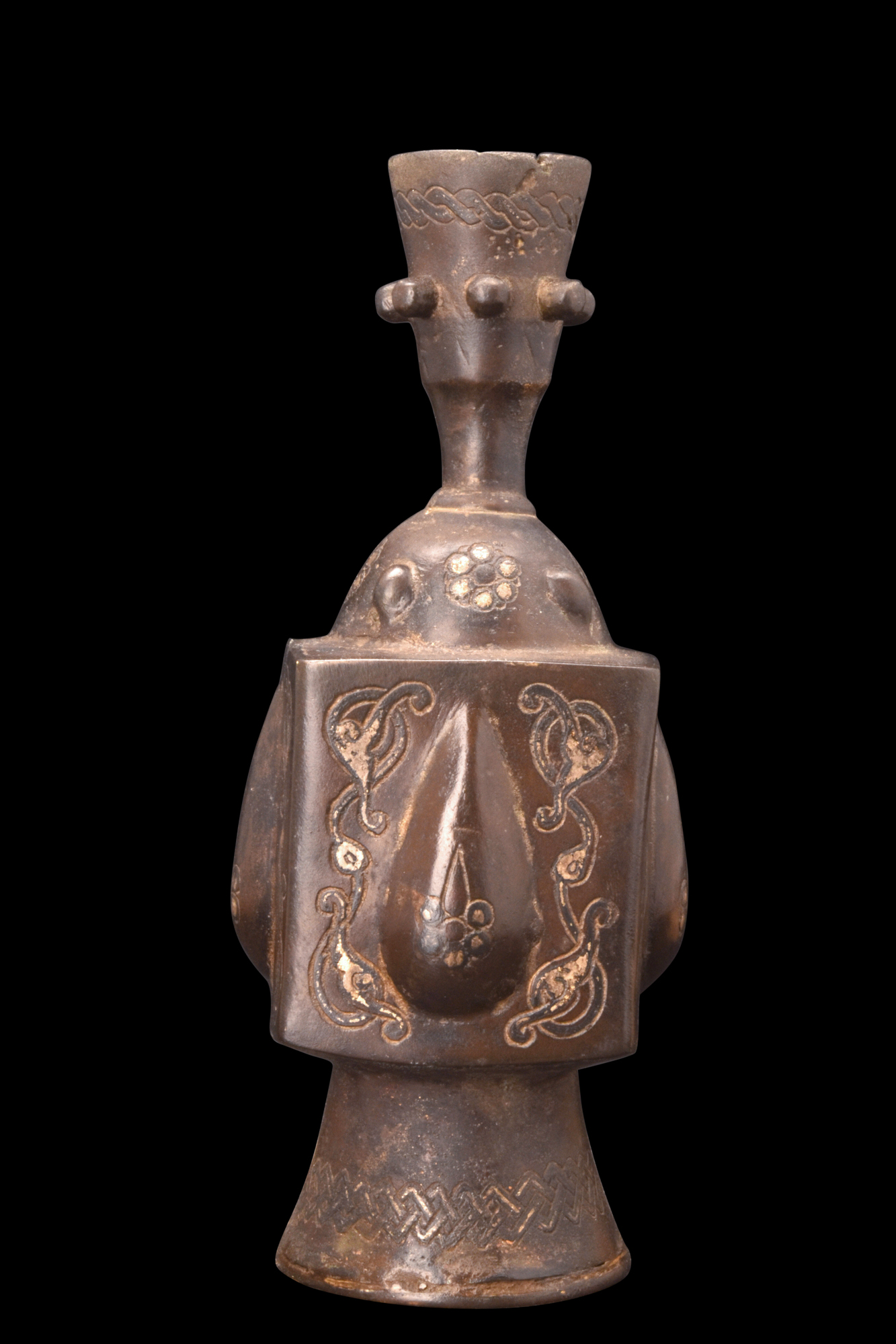 ABBASID BRONZE DECORATED BOTTLE - Image 3 of 6