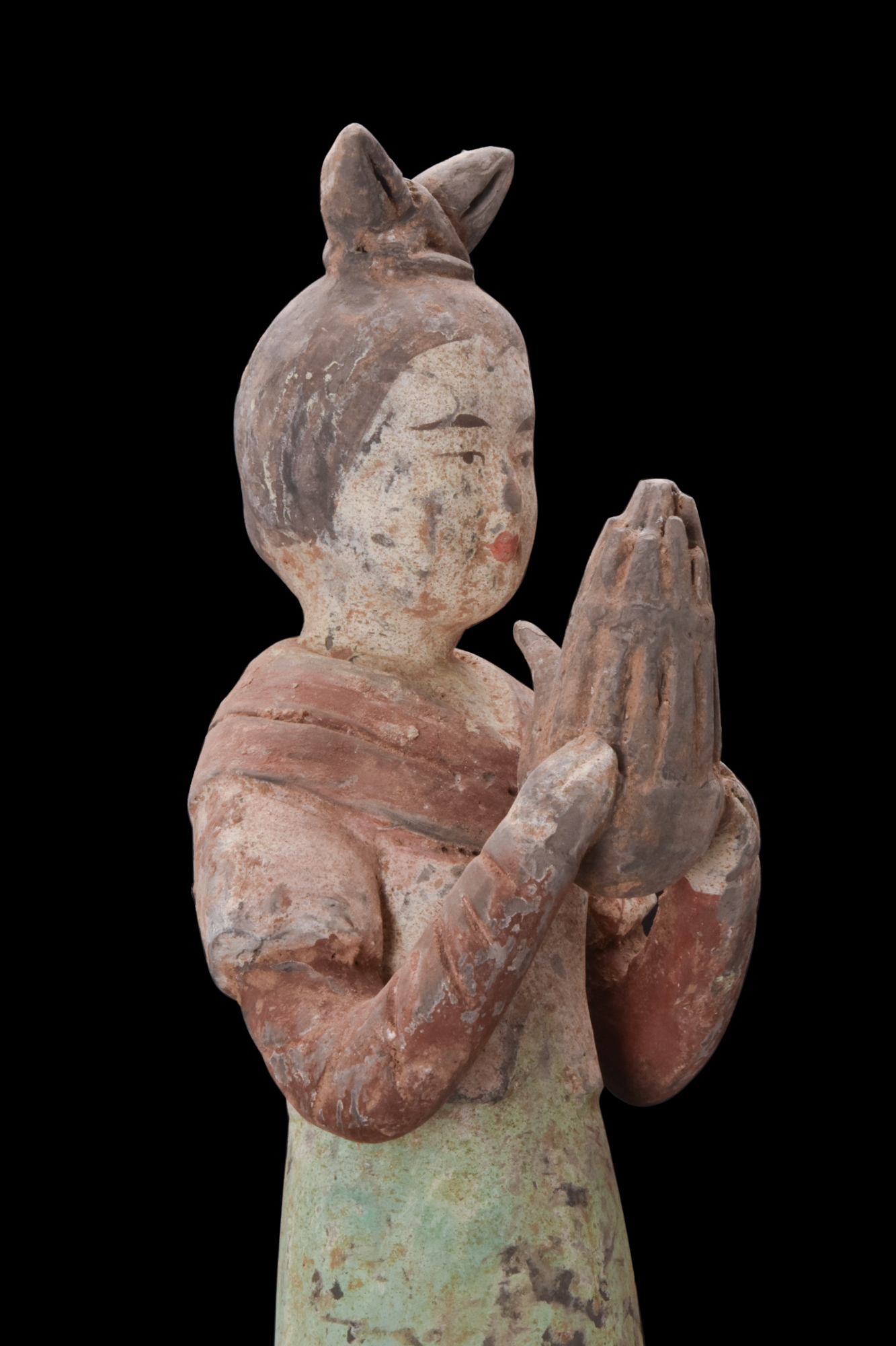 CHINESE TANG DYNASTY TERRACOTTA STANDING FEMALE MUSICIAN - TL TESTED - Image 4 of 6