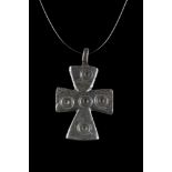 BYZANTINE BRONZE CROSS PENDANT WITH FIVE WOUNDS OF CHRIST