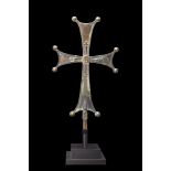 RARE BYZANTINE BRONZE PROCESSIONAL CROSS