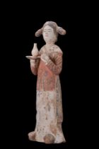 CHINESE TANG DYNASTY TERRACOTTA FEMALE ATTENDANT - TL TESTED