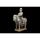 CHINESE MING DYNASTY GLAZED TERRACOTTA RIDER ON HORSE