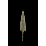 ANCIENT BRONZE SPEARHEAD