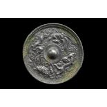 CHINESE TANG DYNASTY BRONZE MIRROR WITH FOUR ANIMALS