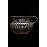 GREEK CAMPANIAN BLACK GLAZED MUG WITH RIBBED DECORATION