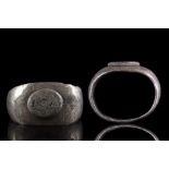 ROMAN LEGIONARY SILVER RING WITH "I O M" INSCRIPTION