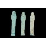 COLLECTION OF THREE EGYPTIAN FAIENCE USHABTIS