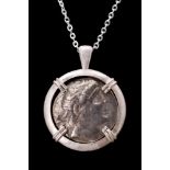 ANTIOCHUS I SOTER TETRADRACHM IN SILVER PENDANT