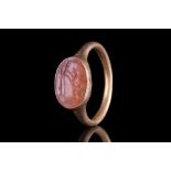 ROMAN GOLD RING WITH GOAT CARNELIAN INTAGLIO