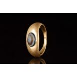 ROMAN BANDED AGATE GOLD "EYE" RING