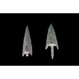 PAIR OF GREEK ARCHAIC BRONZE ARROWS