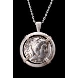 ALEXANDER III SILVER TETRADRACHM IN SILVER PENDANT