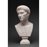 SUPERB NEOCLASSICAL MARBLE BUST OF CAESAR AUGUSTUS