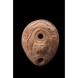 ROMANO-EGYPTIAN TERRACOTTA FROG OIL LAMP