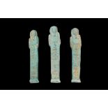 COLLECTION OF THREE EGYPTIAN FAIENCE USHABTIS