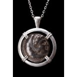 ALEXANDER III SILVER TETRADRACHM IN SILVER PENDANT