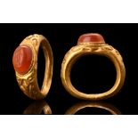 ROMAN SIGNET RING WITH CARNELIAN INTAGLIO