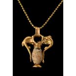 GREEK HELLENISTRIC GOLD PENDANT WITH DOLPHINES