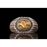 ROMAN GOLD AND SILVER CLASPED HANDS RING