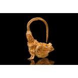 RARE HELLENISTIC HARPY GOLD EARRING