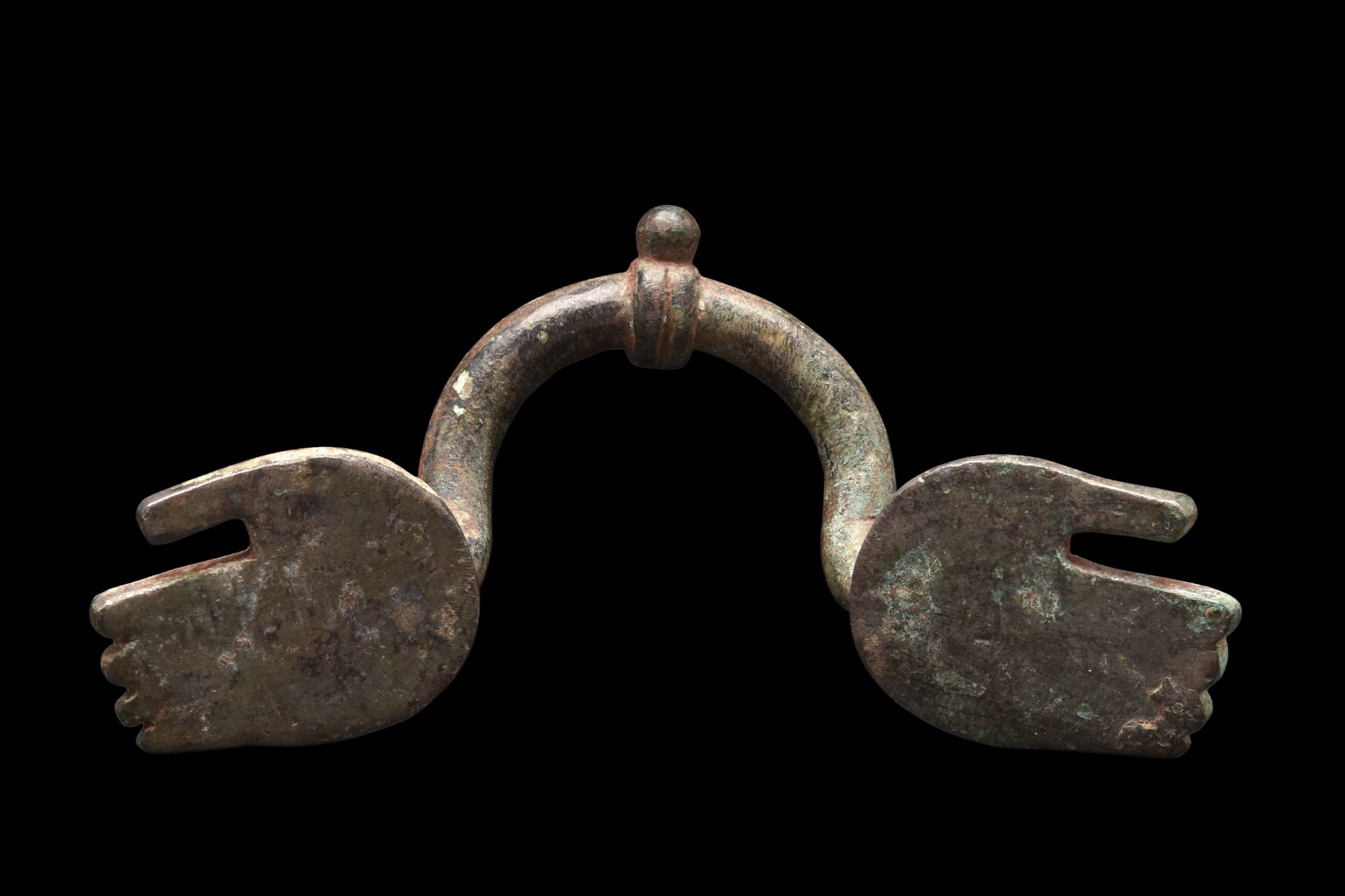 ROMAN BRONZE FURNITURE HANDLE WITH HAND FINIALS - Image 2 of 4