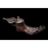 RARE ROMAN BRONZE FOOT OIL LAMP