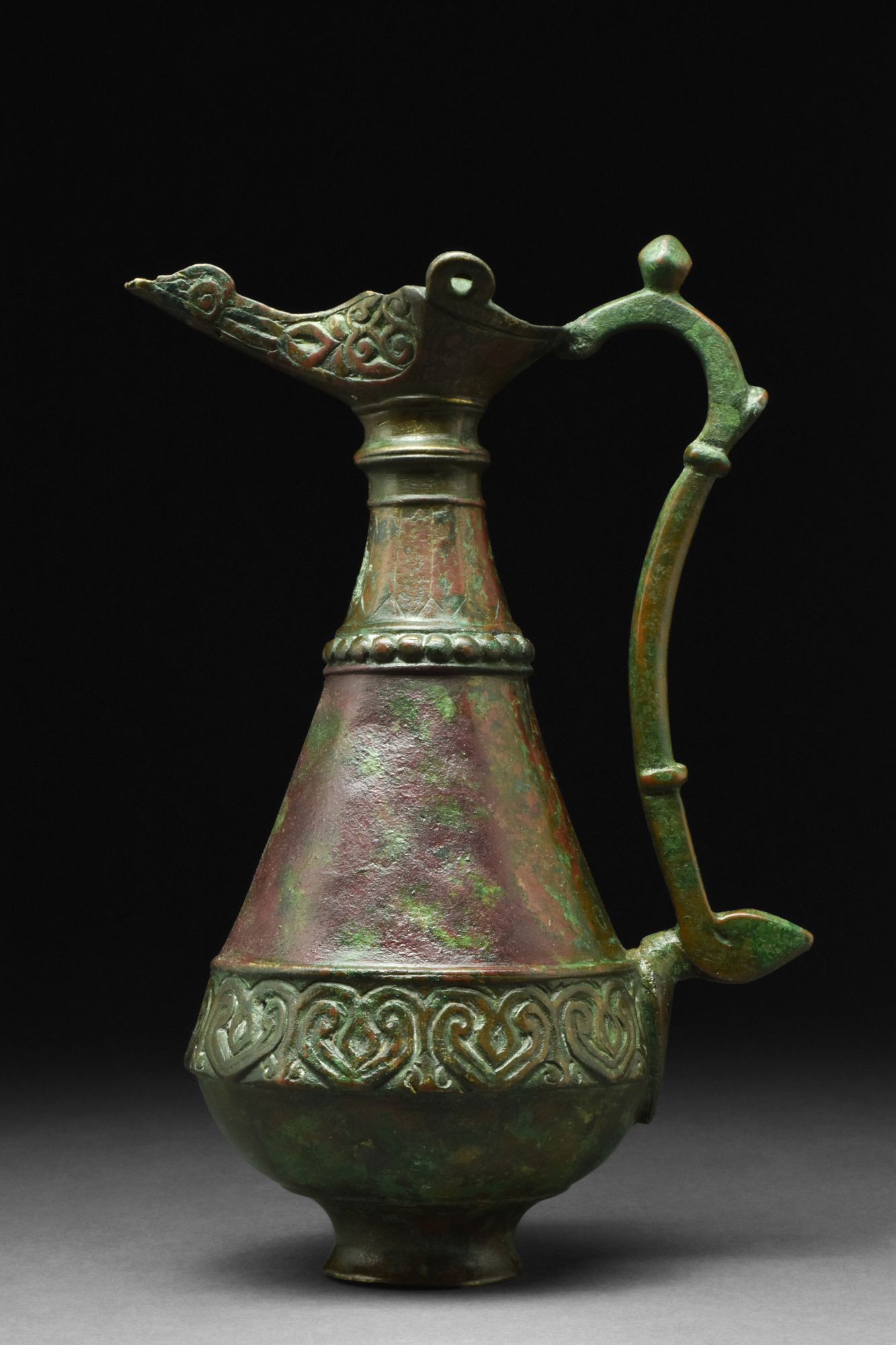 SELJUK BRONZE EWER WITH LAMP-SHAPED SPOUT - Image 2 of 10