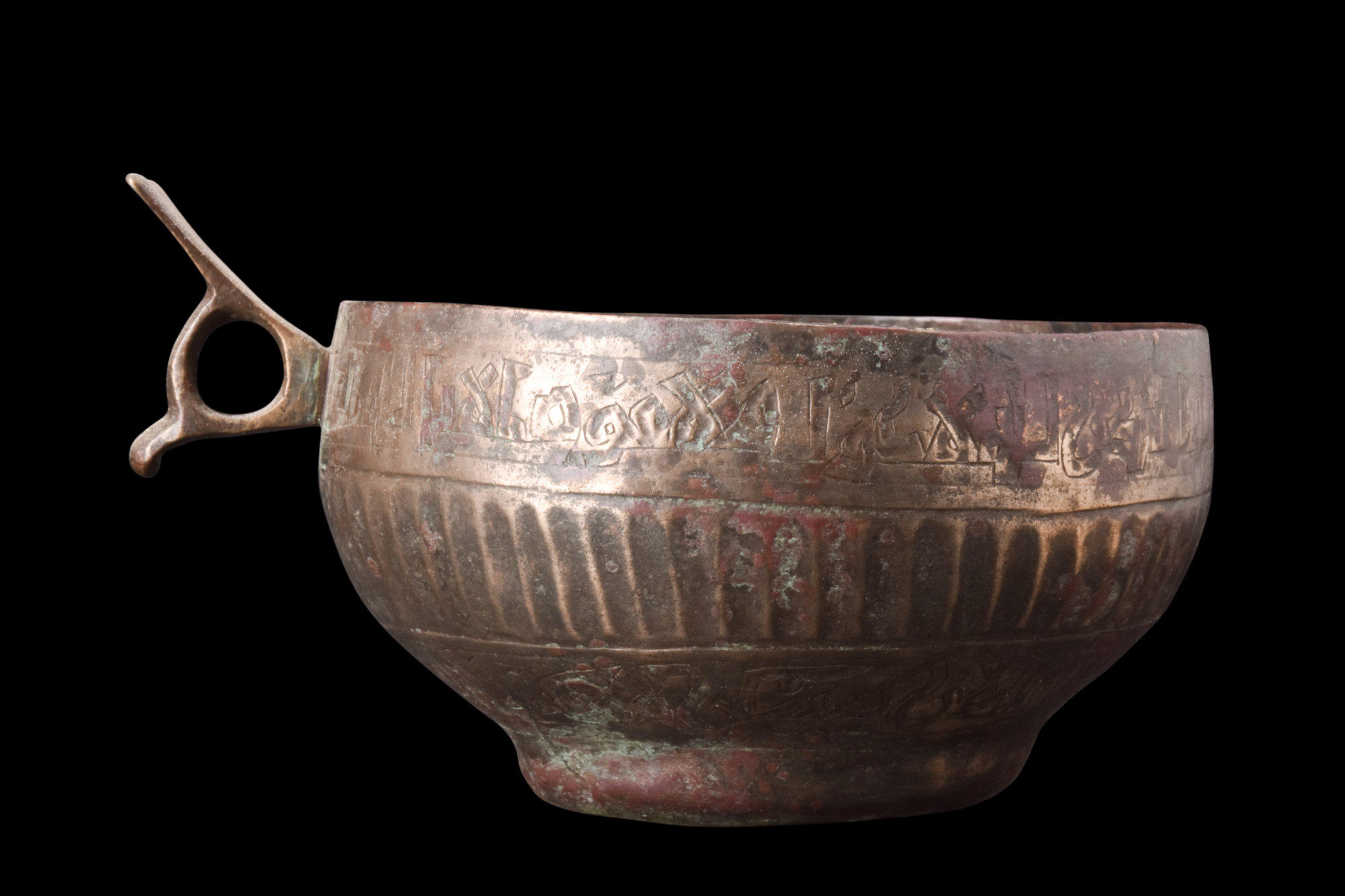 UMAYYAD BRONZE VESSEL WITH HANDLE - SUPERB PATINA