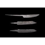 MEDIEVAL VIKING IRON SINGLE-EDGED KNIFE BLADE GROUP