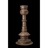 TIMURID BRONZE SILVER INLAY CANDLESTICK