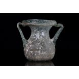 SMALL ROMAN GLASS JAR WITH HANDLES