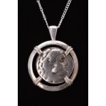 ALEXANDER THE GREAT SILVER TETRADRACHM COIN PENDANT