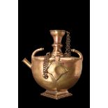 INDIAN BRASS PILGRIM FLASK