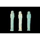 COLLECTION OF THREE EGYPTIAN FAIENCE USHABTIS