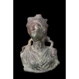 ROMAN BRONZE PROTOME OF A GODDESS