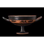 ATTIC BLACK-FIGURE BAND KYLIX WITH BIRDS AND COWS