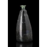 GREEN GLASS CONICAL SADDLE BOTTLE