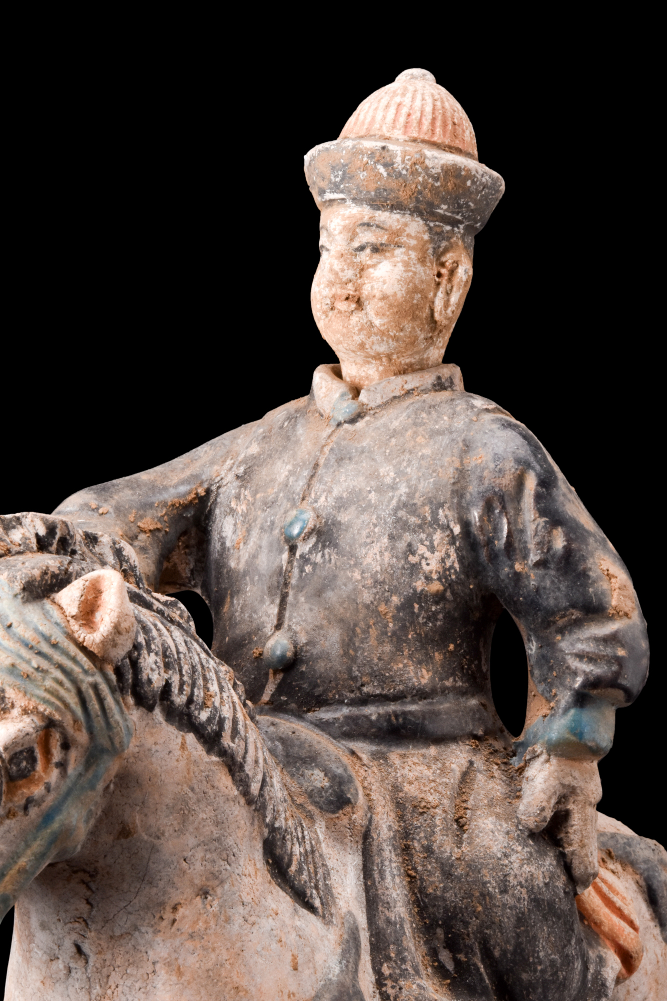 CHINESE MING DYNASTY GLAZED TERRACOTTA RIDER ON A HORSE - Image 8 of 8