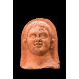 ETRUSCAN POTTERY YOUTHFUL MALE VOTIVE HEAD