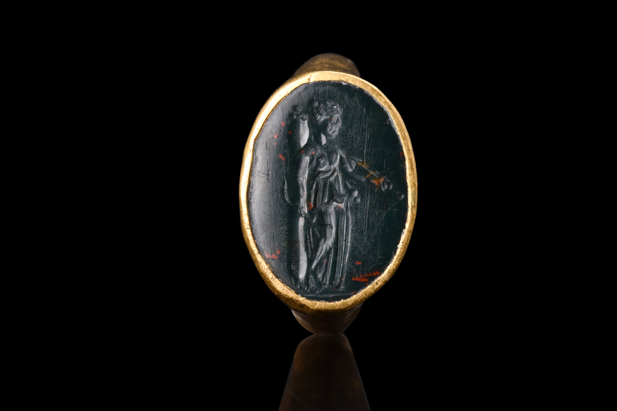 ROMAN GOLD RING WITH DIANA BLOODSTONE NTAGLIO - Image 4 of 9