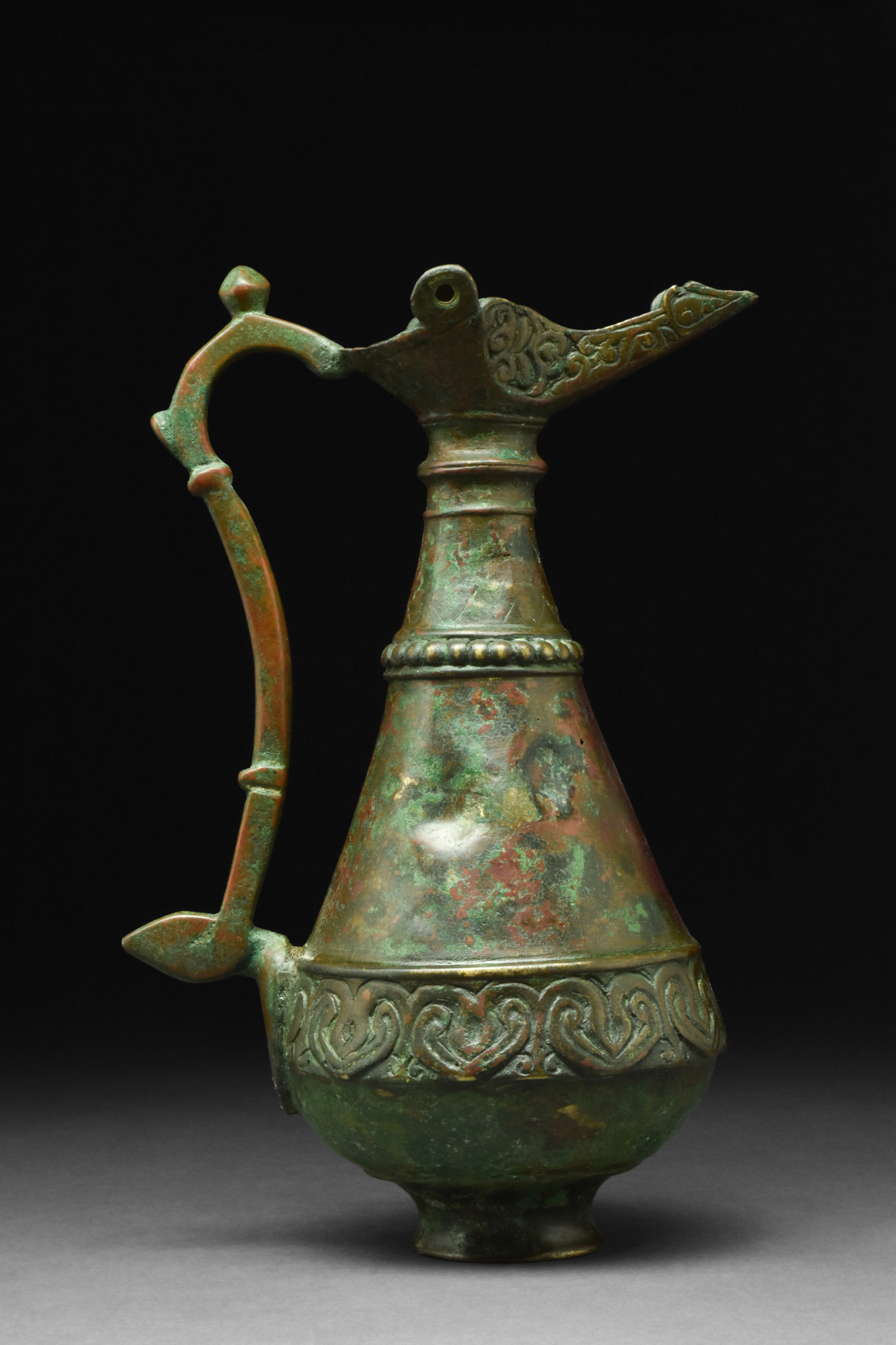 SELJUK BRONZE EWER WITH LAMP-SHAPED SPOUT - Image 6 of 10