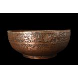 ISLAMIC TINNED COPPER DECORATED BOWL