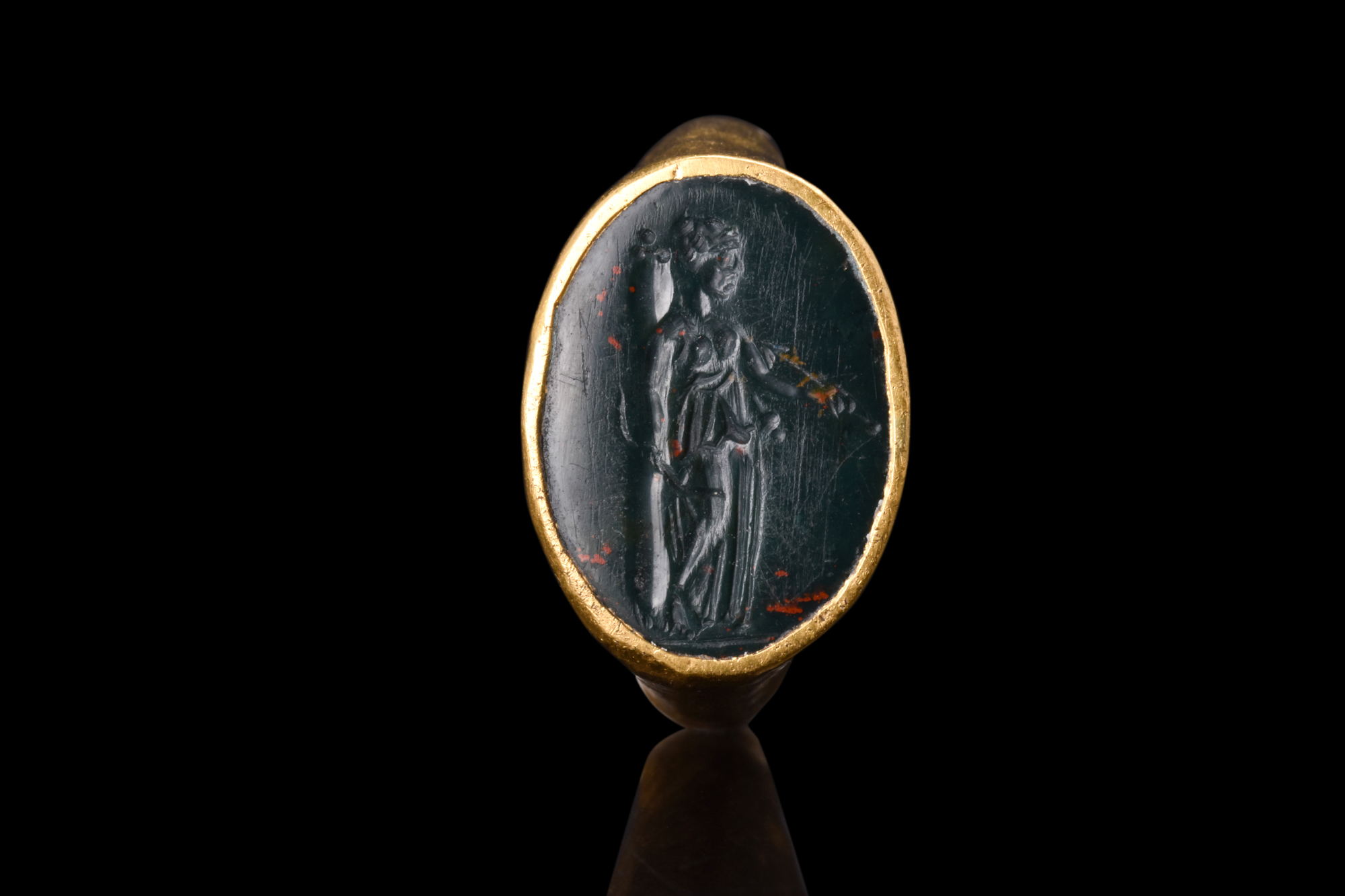 ROMAN GOLD RING WITH DIANA BLOODSTONE NTAGLIO - Image 3 of 9