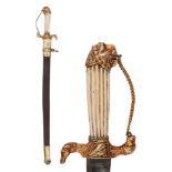 A LARGE FRENCH HUNTING DAGGER, HANGER, 19TH CEN.