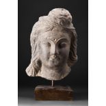 GANDHARAN SCHIST HEAD OF BODHISATTVA