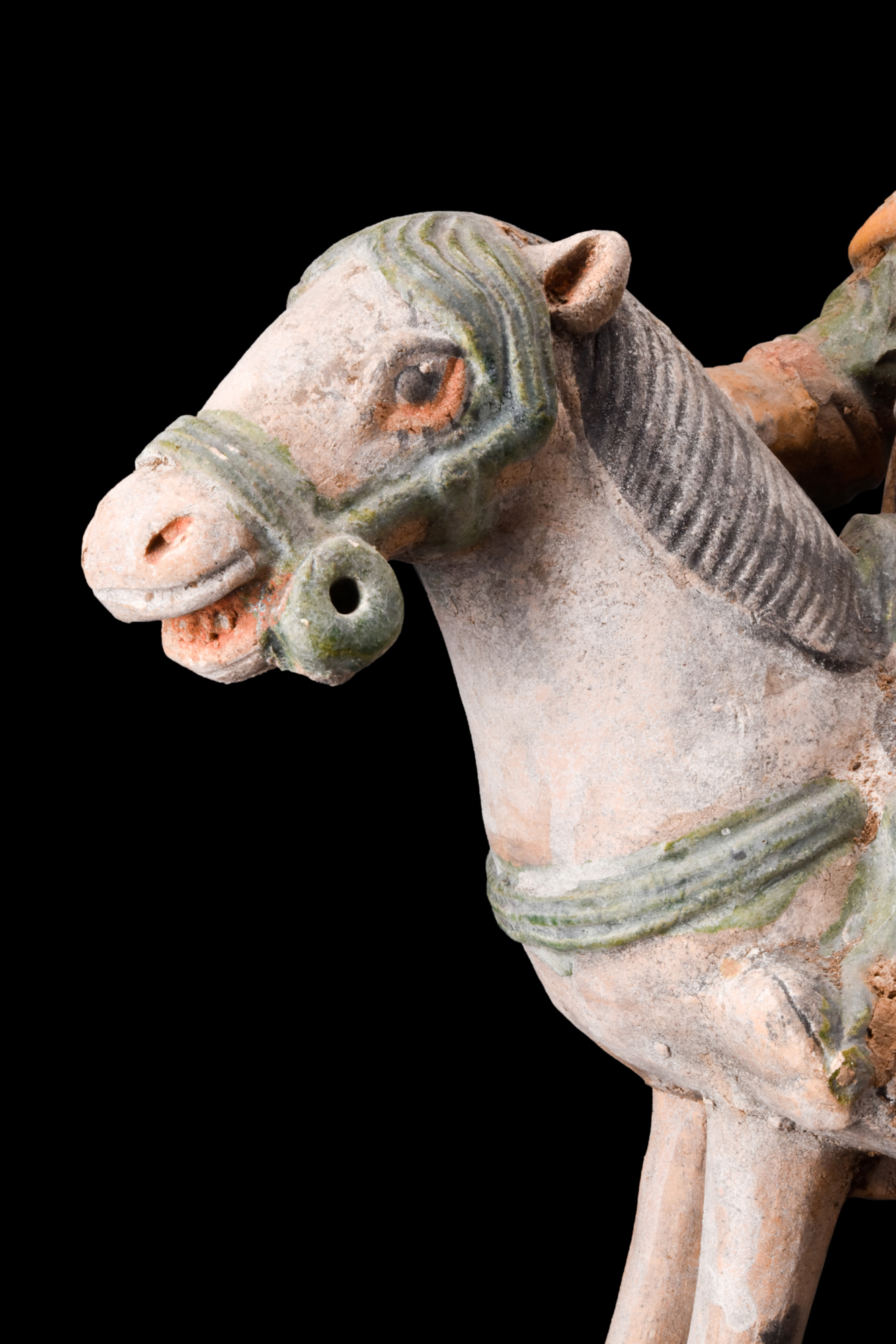 CHINESE MING DYNASTY GLAZED TERRACOTTA RIDER ON A HORSE - Image 8 of 9
