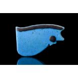 EGYPTIAN FAIENCE BLUE GLAZED WEDJAT AMULET