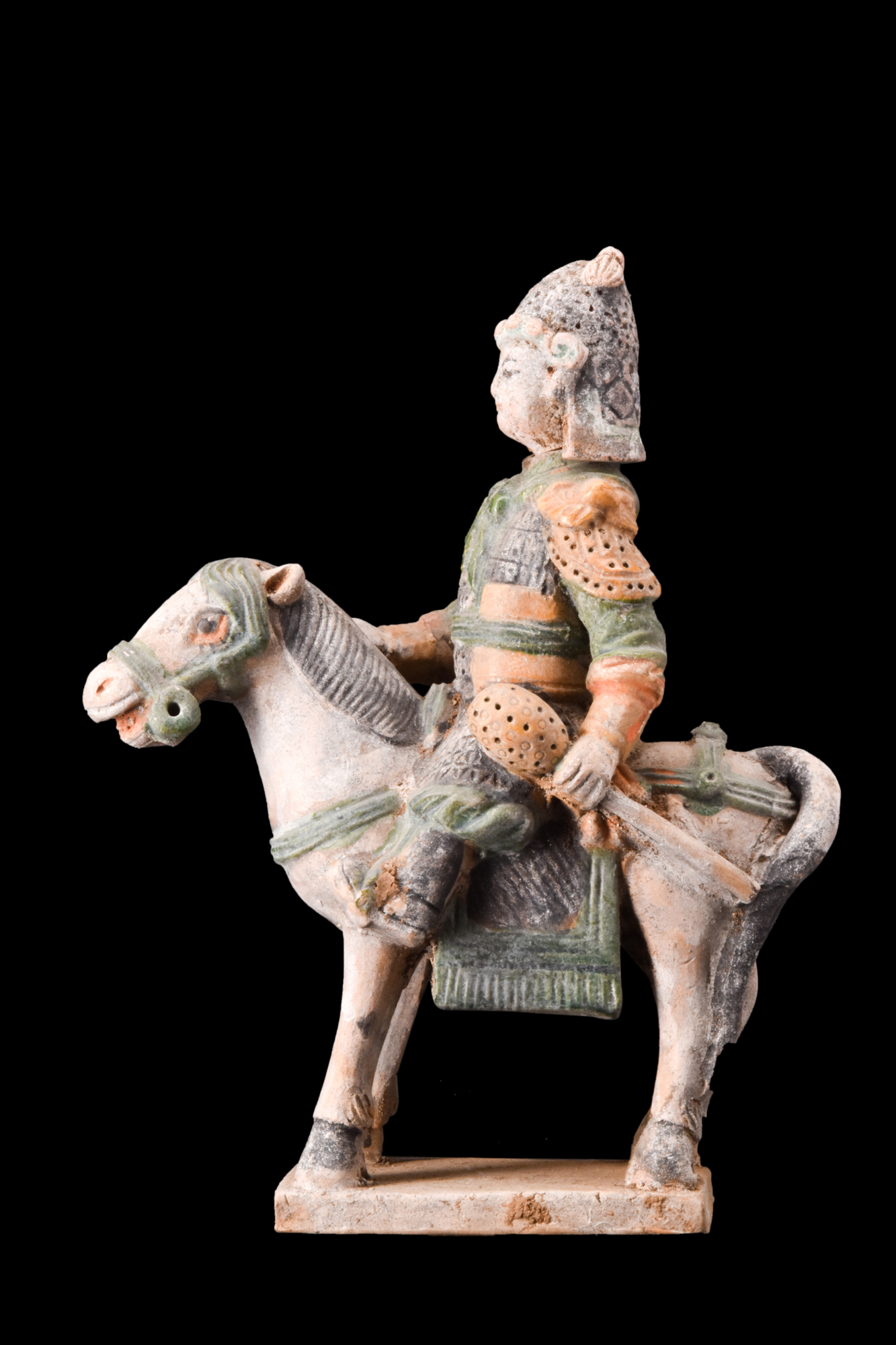 CHINESE MING DYNASTY GLAZED TERRACOTTA RIDER ON A HORSE - Image 4 of 9