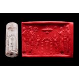NEO-ASSYRIAN WHITE STONE CYLINDER SEAL